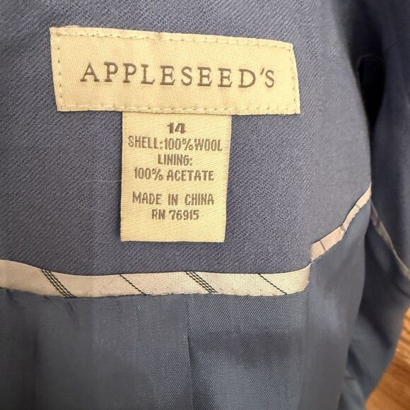 Appleseeds Wool Blazer Sweater Set Women's 14/M Cornflower Blue‎ Turtleneck EUC - Picture 7 of 10